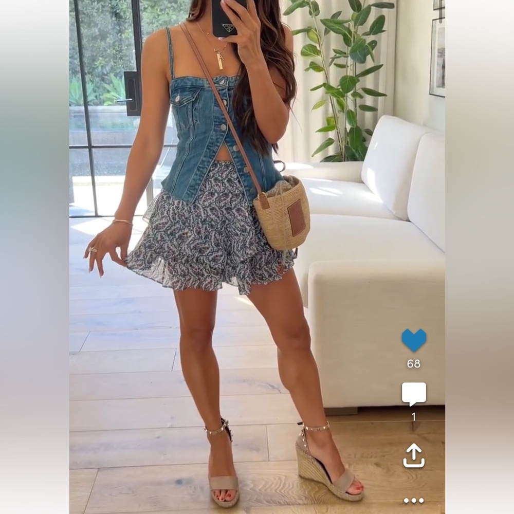 Reformation Coco Denim Bustier Top 0 NWT